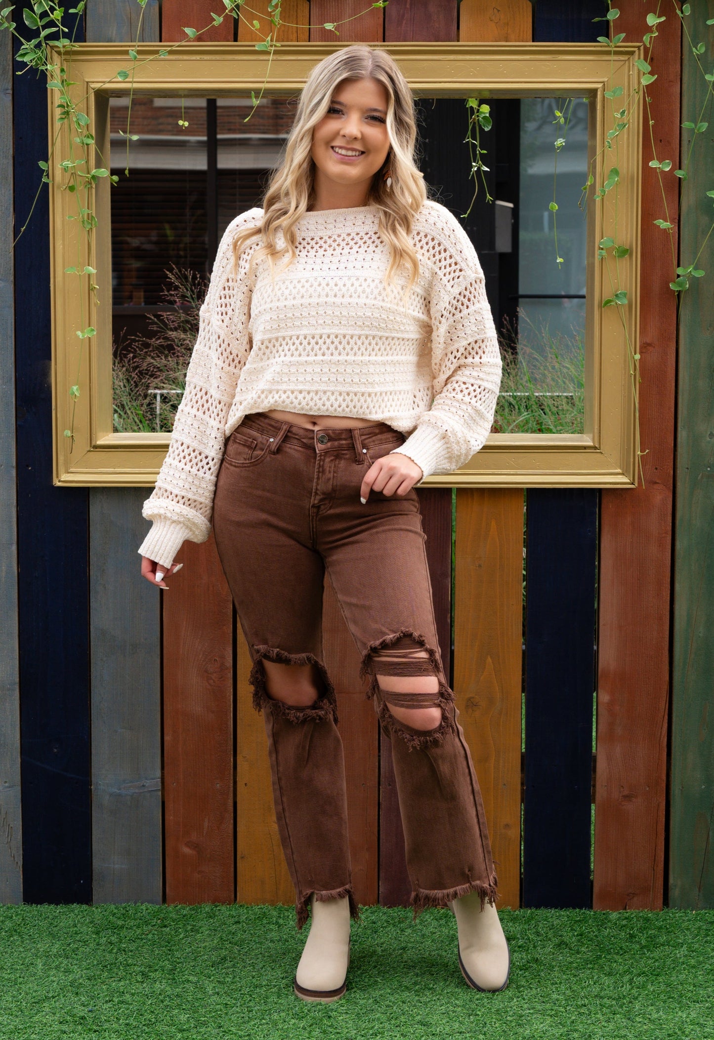 Jean Capri taille haute droit et délavé Risen Sabrina Espresso