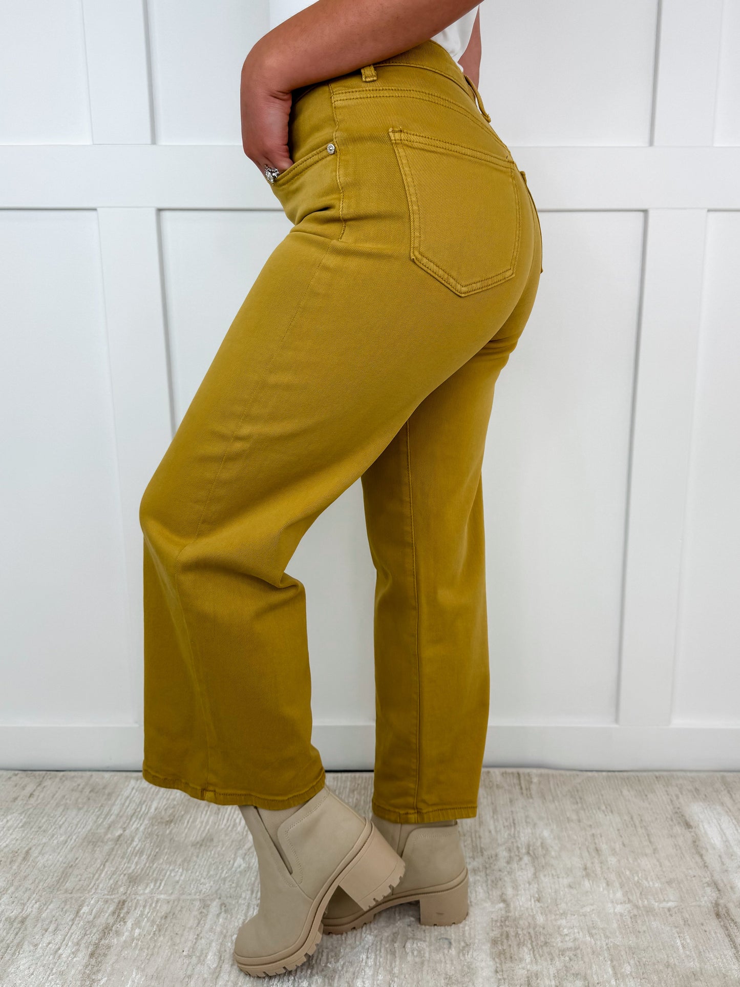 Jean Saige Lisa évasé taille haute jaune Marigold