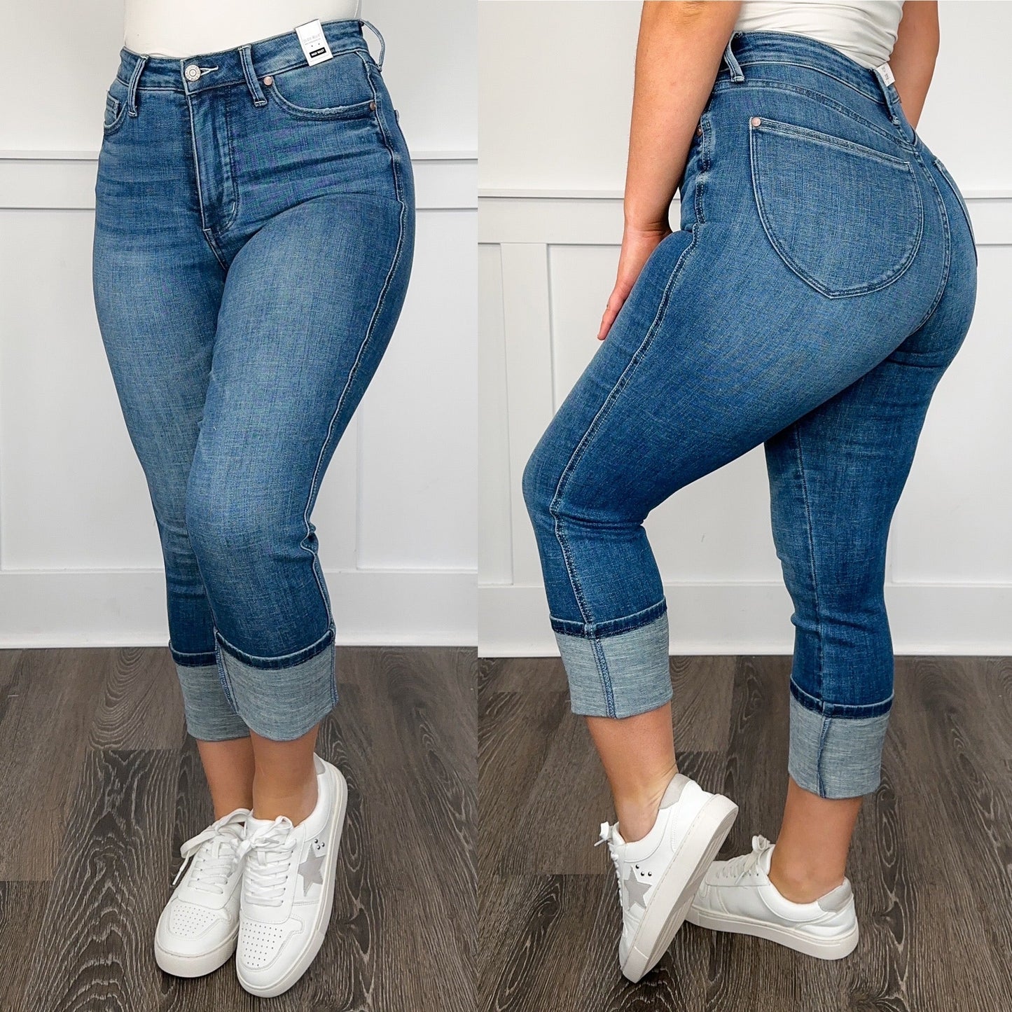 Judy Blue Rylee "Butt Lifting" Tummy Control High-Rise Medium Wash Capris