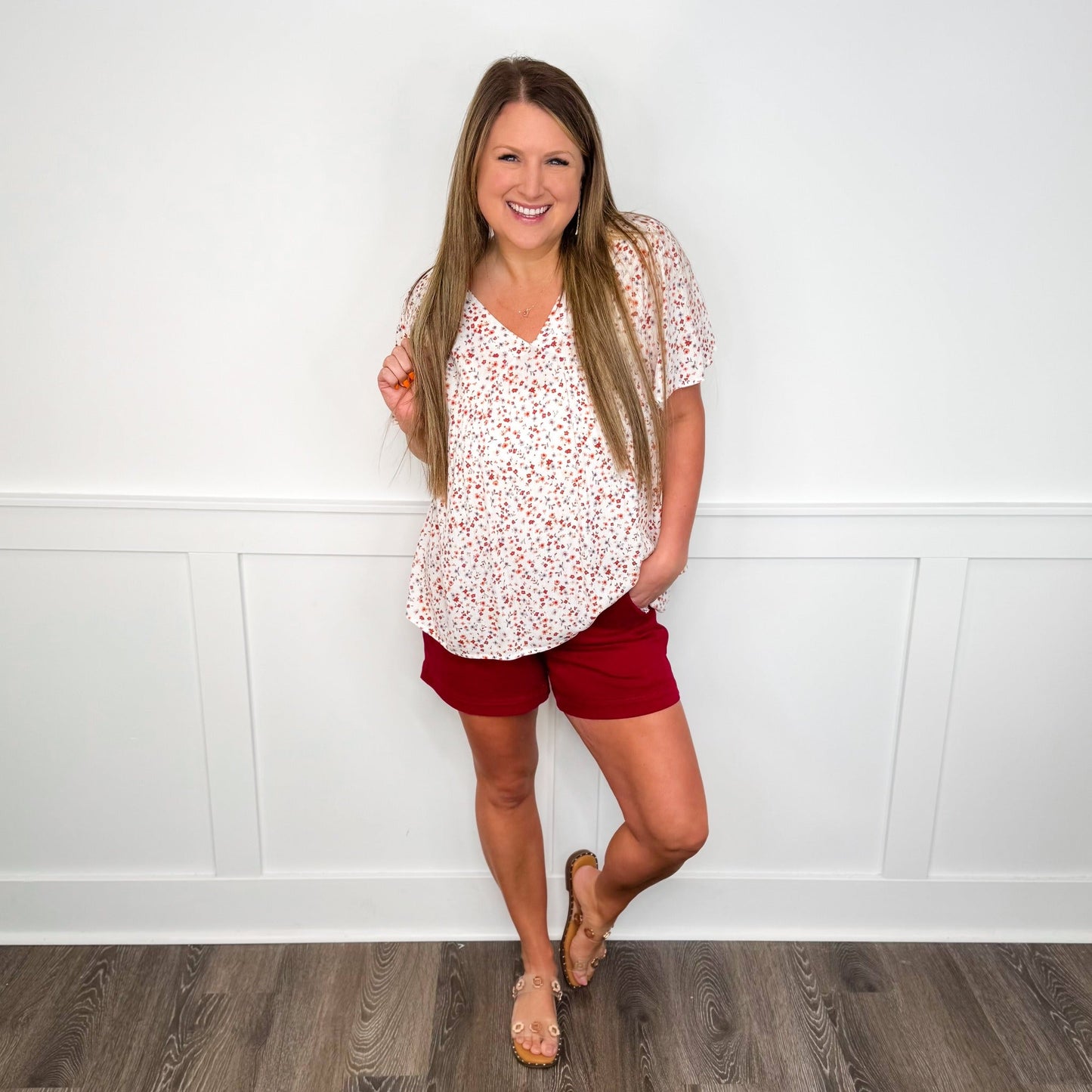 Judy Blue Aleah Tummy Control High-Rise Wine Shorts