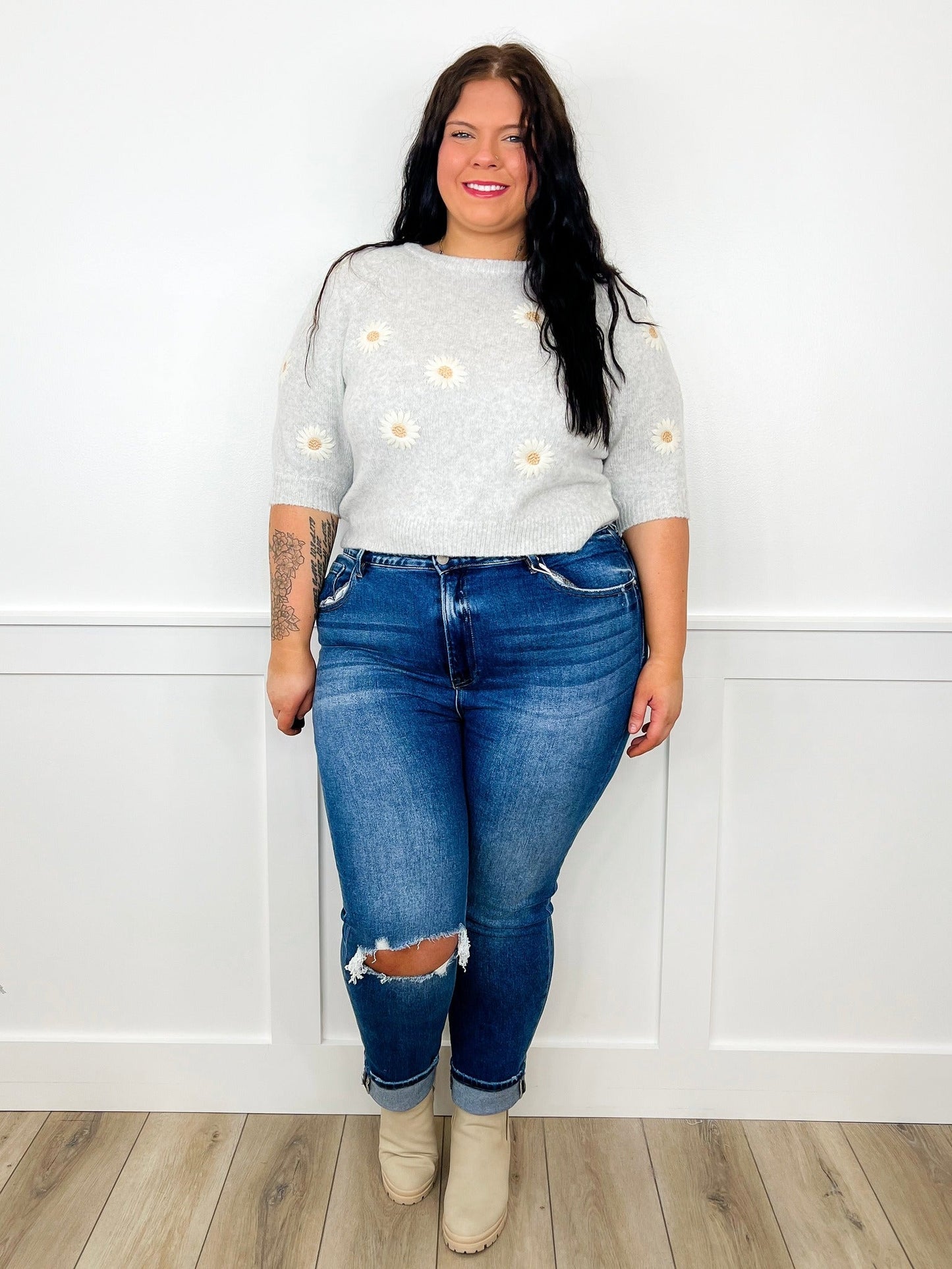 Jean skinny taille haute délavé foncé Risen Molly