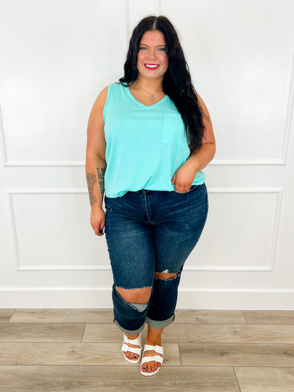 Judy Blue Janelle High-Rise Dad Jeans - Dark Wash (Distressed)