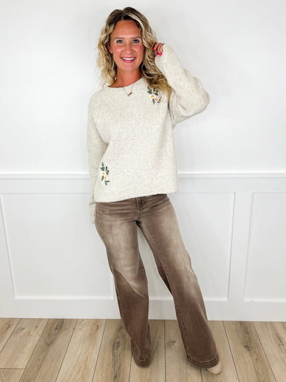 Judy Blue Claire High-Rise Criss Cross Waist Retro Wide Leg Mocha Jeans