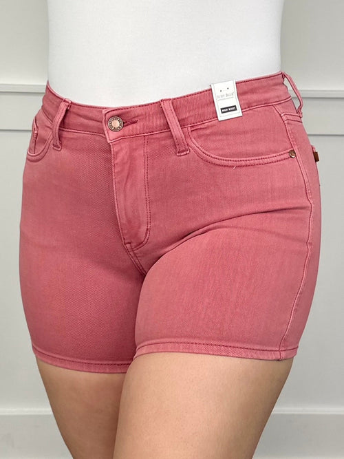 Judy Blue Ana High-Rise Pink Shorts