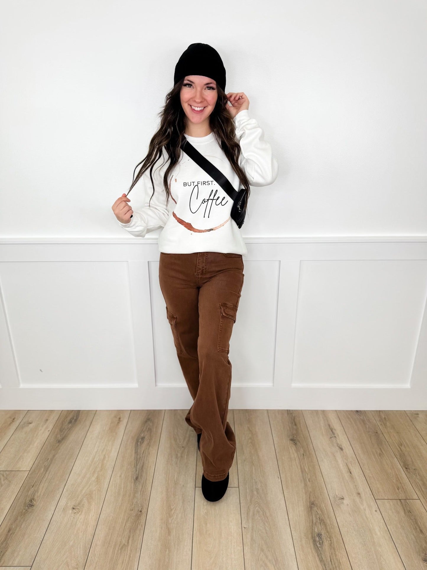 Jean ample taille haute Risen Finley - Marron (Cargo, Non usé)