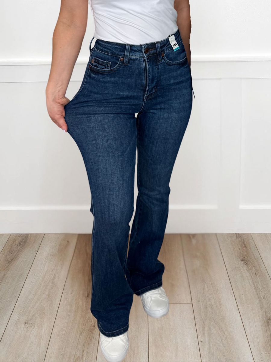 Judy Blue Cali Tummy Control Bootcut Jeans - Dark Wash (Multiple Inseams, Non-Distressed)