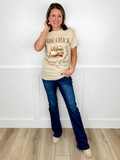 Jeans bleu foncé bootcut taille haute double bouton à ourlet brut effet ventre plat Risen Selena