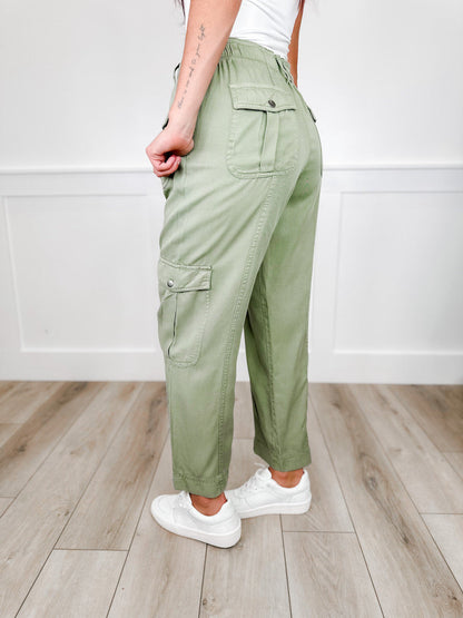 Bas Risen Lizzie taille haute coupe décontractée - Vert (Cargo, Double bouton, Non usé)