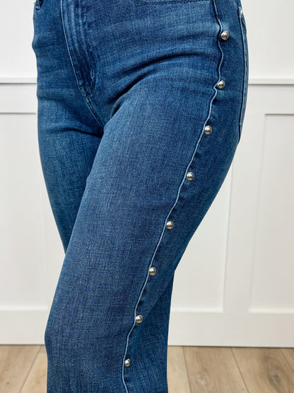 Judy Blue Sophia High-Rise Embellished Straight Leg Dark Wash Jeans