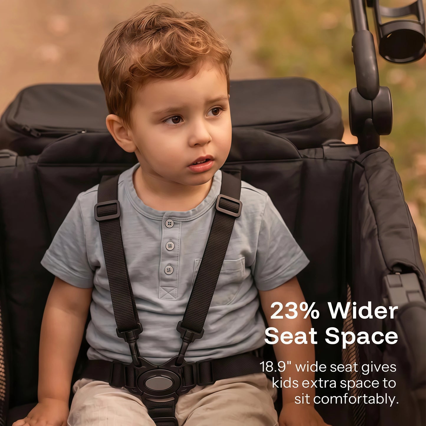 2-Seat Foldable Wagon Stroller for Kids with UPF 50+ Canopy, Mosquito Net & All-Terrain Wheels