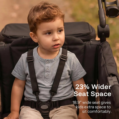 2-Seat Foldable Wagon Stroller for Kids with UPF 50+ Canopy, Mosquito Net & All-Terrain Wheels