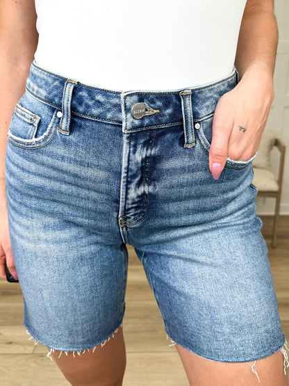 Short en jean Risen Tilly Tummy Control - Délavage moyen (ourlet brut, non délavé)