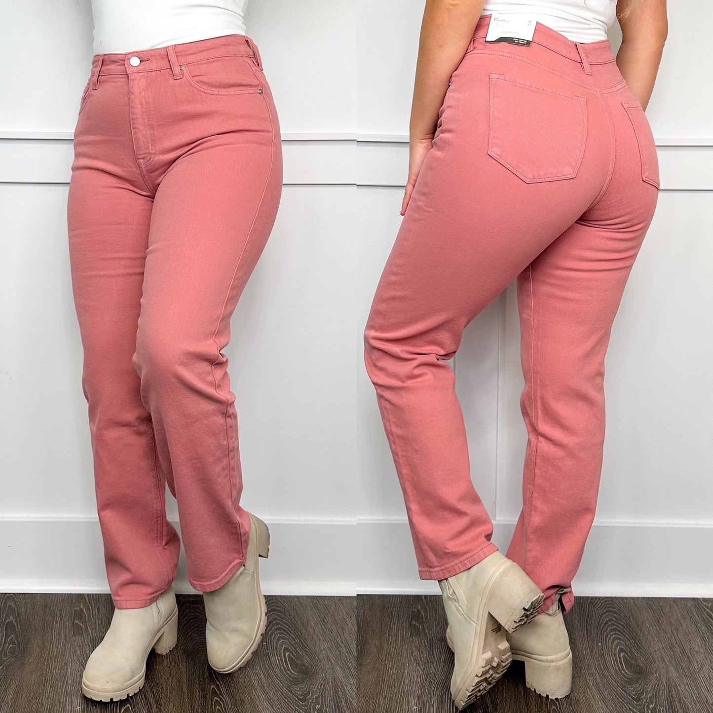 KanCan Harper High-Rise 90s Straight Leg Pink Jeans