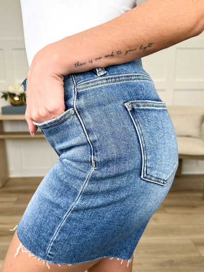 Short en jean Risen Tilly Tummy Control - Délavage moyen (ourlet brut, non délavé)