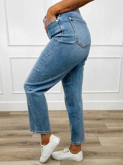 Judy Blue Bianca High-Rise Ankle Straight Leg Jeans - Light Wash (Non-Distressed)
