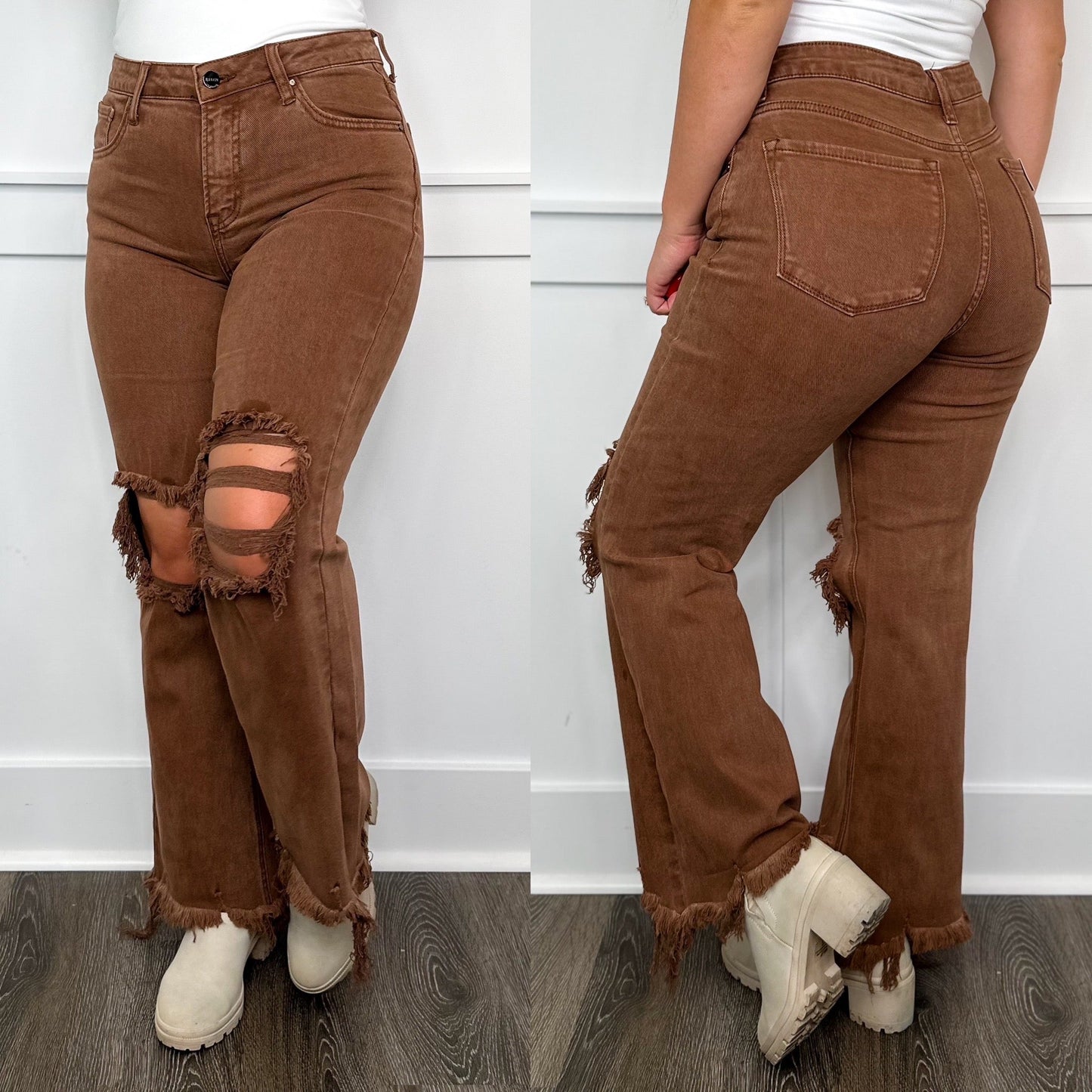 Jean Capri taille haute droit et délavé Risen Sabrina Espresso