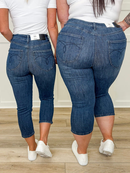 Judy Blue Lucia "Butt Lifting" Tummy Control Capris - Dark Wash (Non-Distressed)