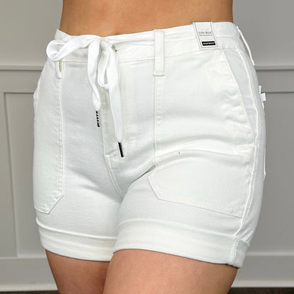 Judy Blue Annie High-Rise White Jogger Shorts