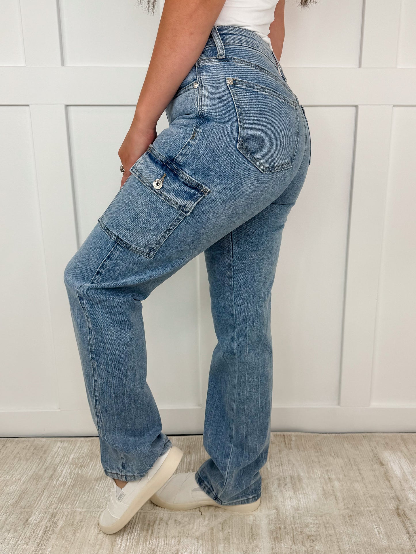 Jean dad taille haute Saige Melissa délavage moyen