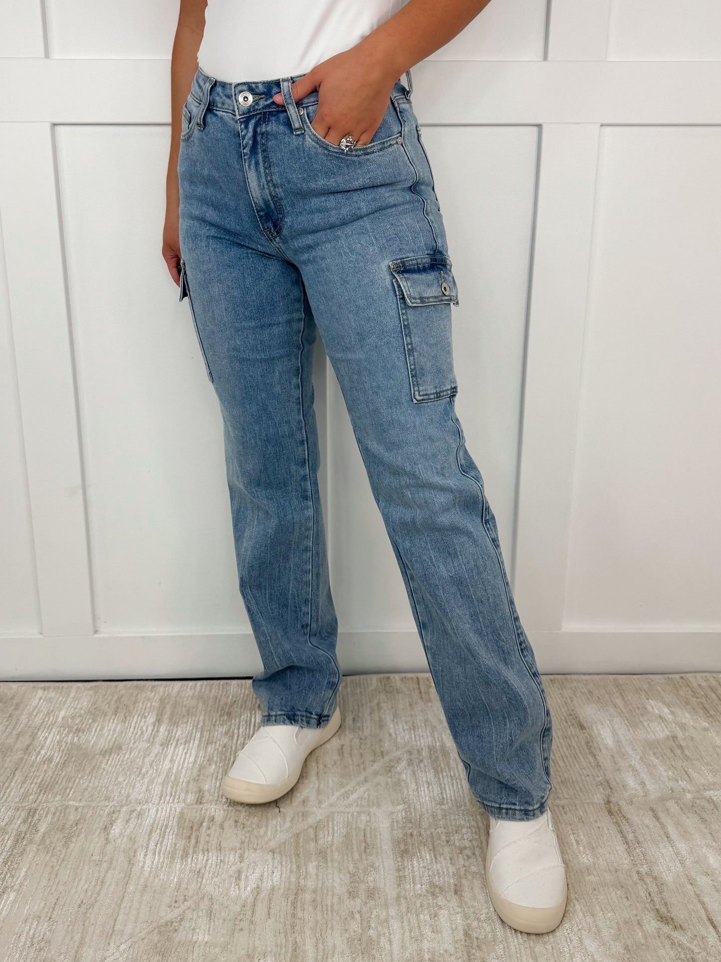 Jean dad taille haute Saige Melissa délavage moyen