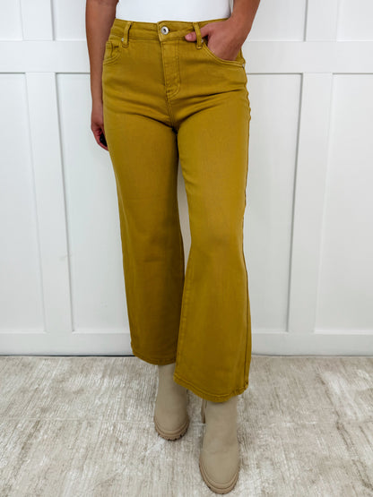 Jean Saige Lisa évasé taille haute jaune Marigold