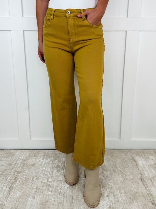 Jean Saige Lisa évasé taille haute jaune Marigold