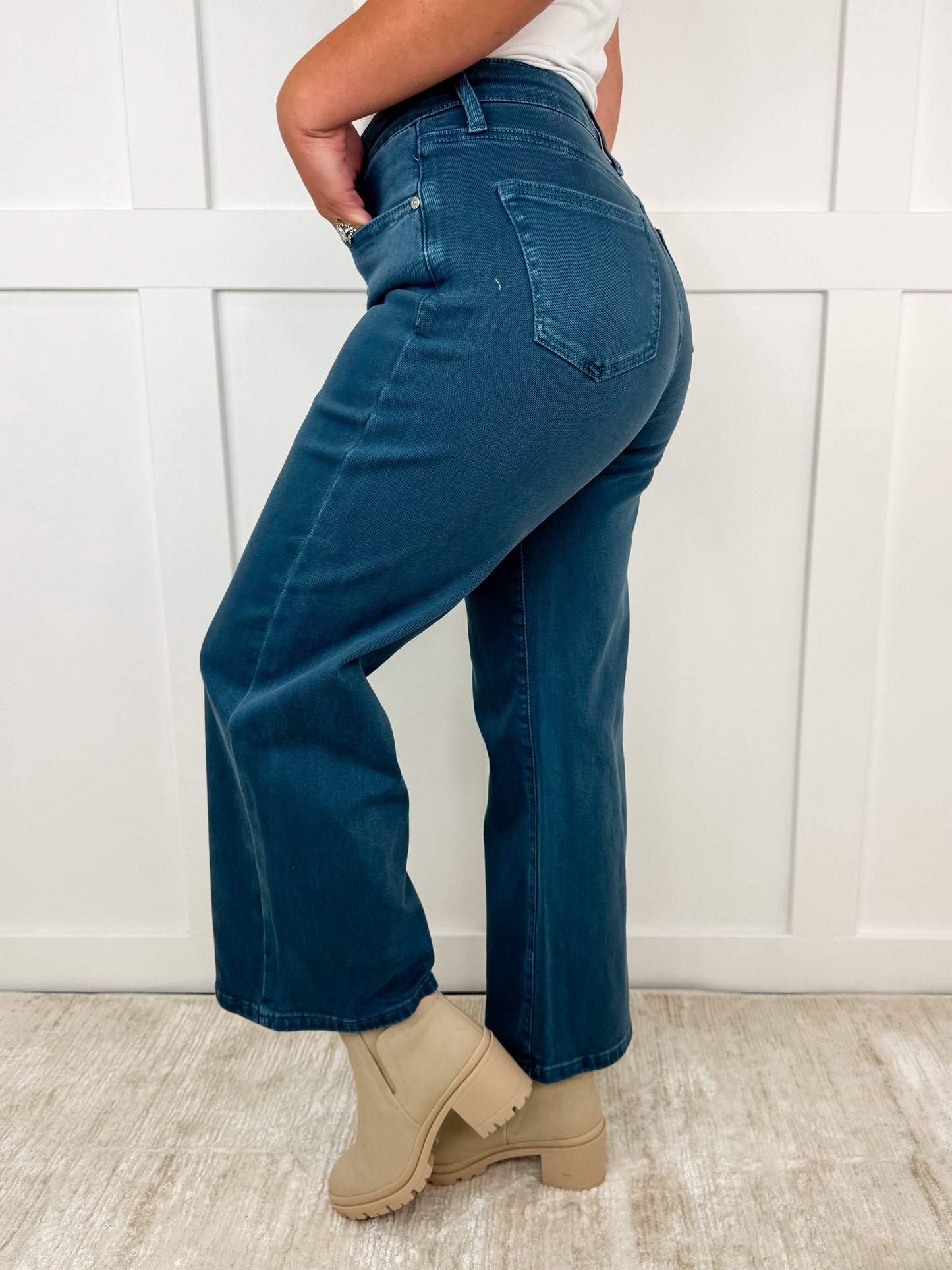 Jeans cropped large Saige Carla taille haute effet ventre plat - 4 couleurs !
