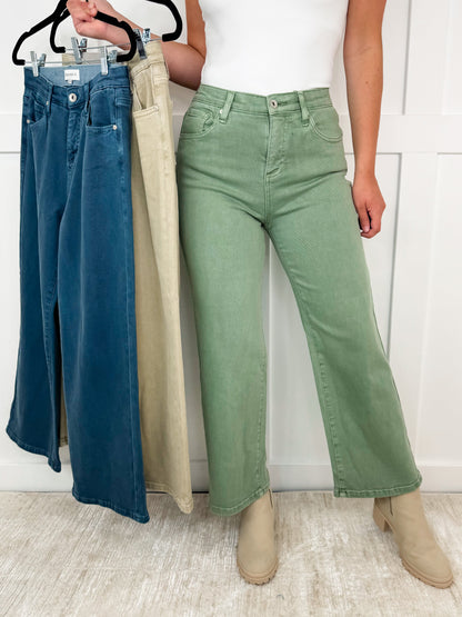 Jeans cropped large Saige Carla taille haute effet ventre plat - 4 couleurs !
