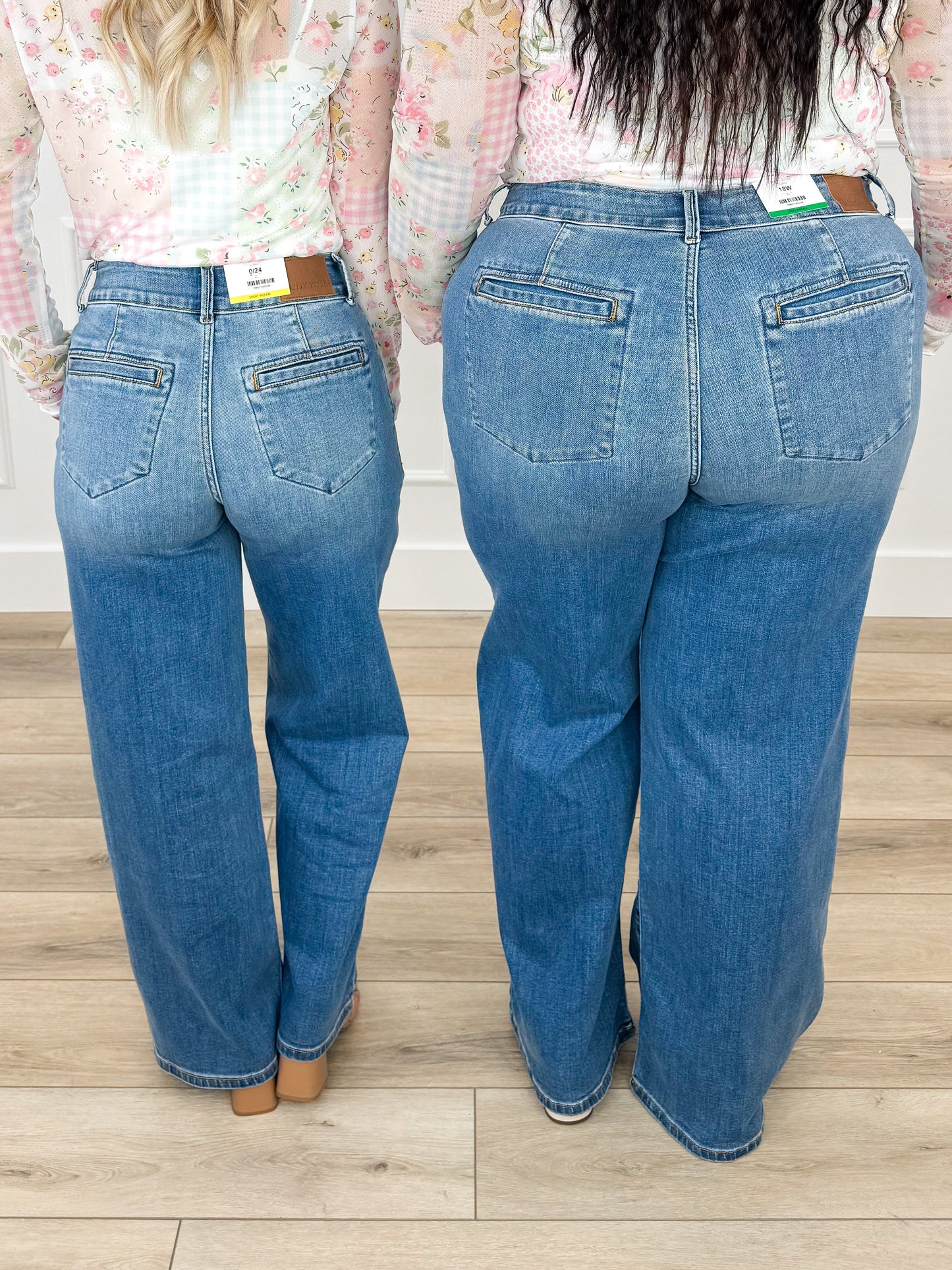 Judy Blue Bristol High-Rise Trouser Column Jeans - Medium Wash (Multiple Inseams, Double Button, Non-Distressed)