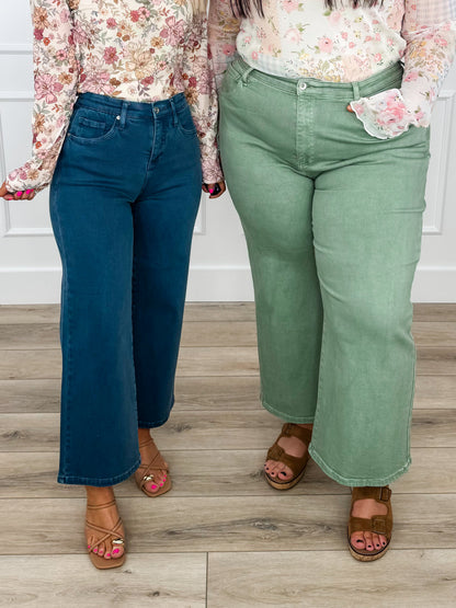 Jeans cropped large Saige Carla taille haute effet ventre plat - 4 couleurs !