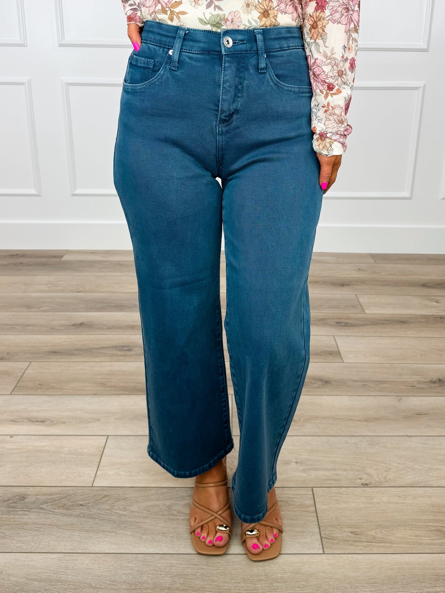 Jeans cropped large Saige Carla taille haute effet ventre plat - 4 couleurs !