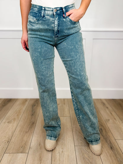 Jean Saige Chelsea droit rehausseur de silhouette - 3 couleurs ! - Délavage acide (non usé)