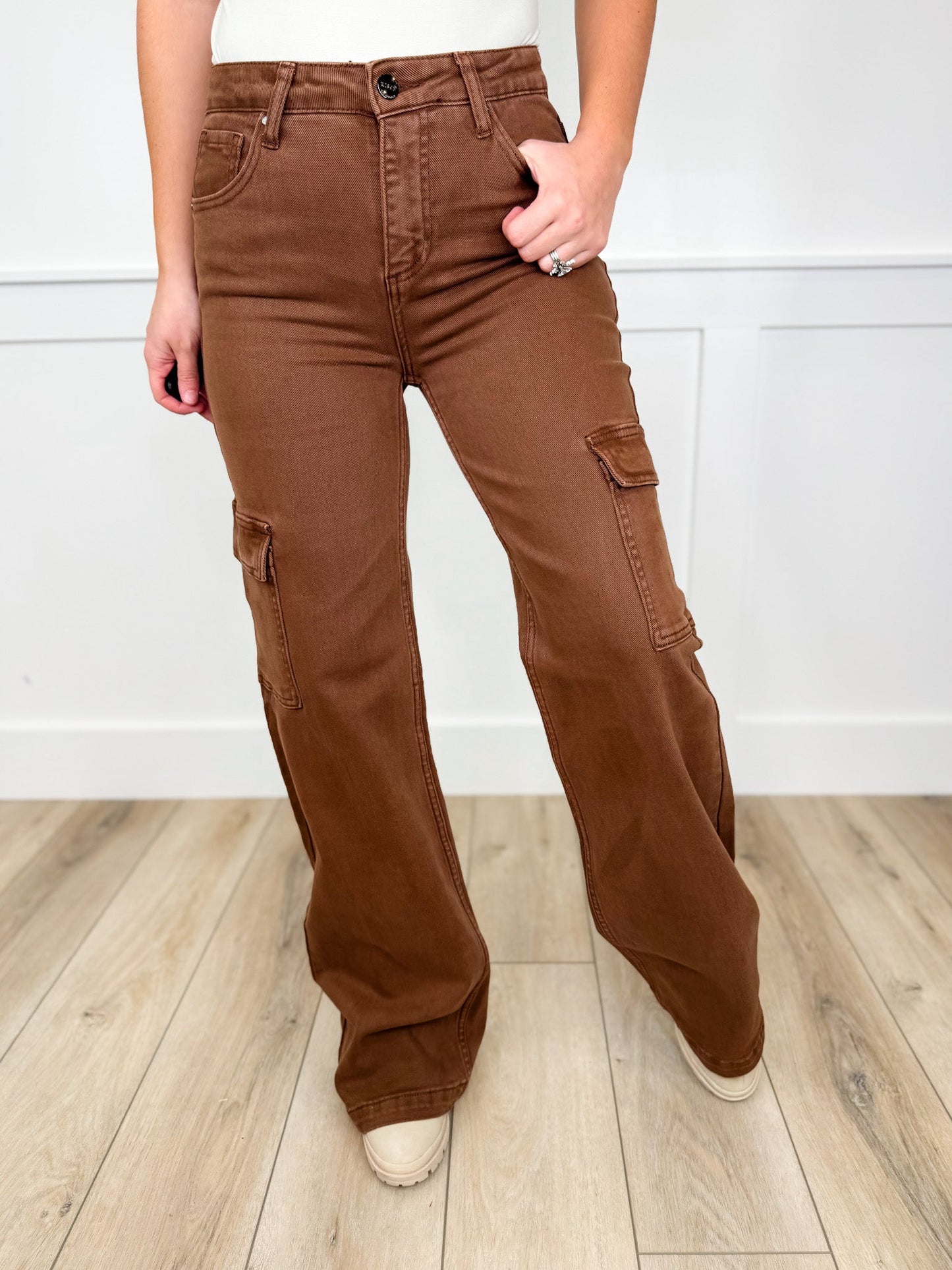Jean ample taille haute Risen Finley - Marron (Cargo, Non usé)