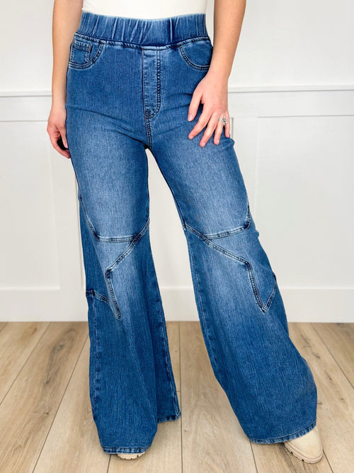 Jean ample taille haute Saige Skylar - Délavage moyen (À enfiler, non déchiré)