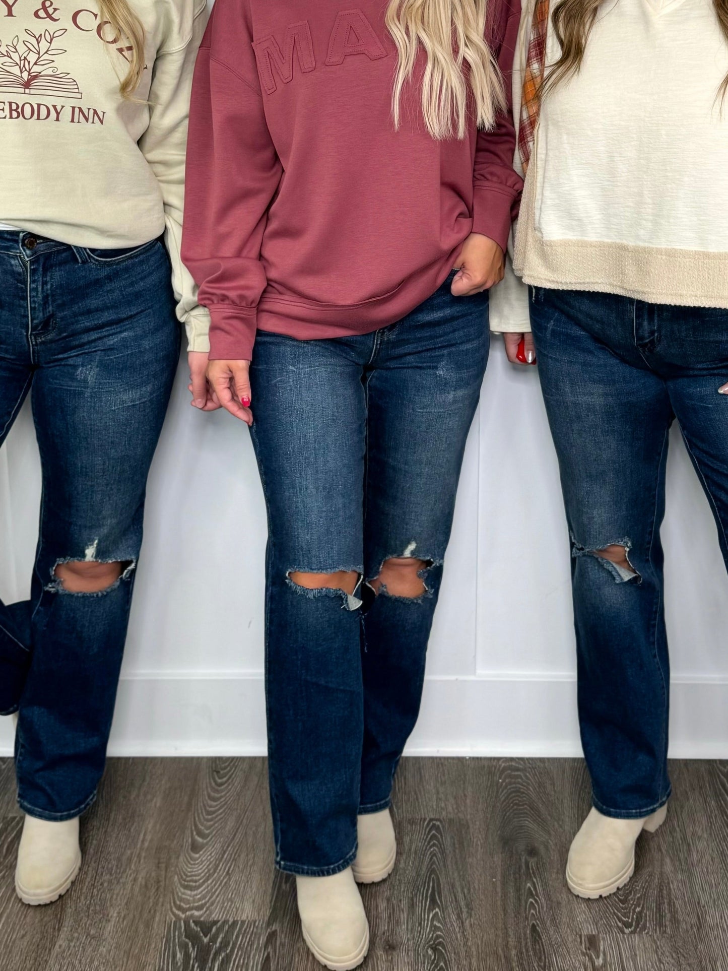 Judy Blue Janelle High-Rise Dad Jeans - Dark Wash (Distressed)