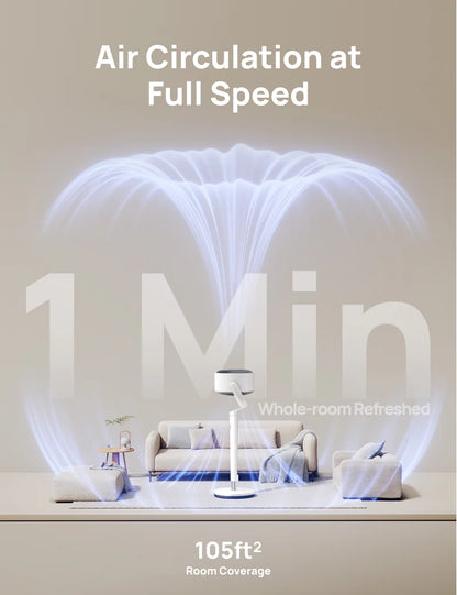20dB Quiet Smart Pedestal Fan with Remote, Wide Oscillation, 9 Speeds, RGB Light & Adjustable Height